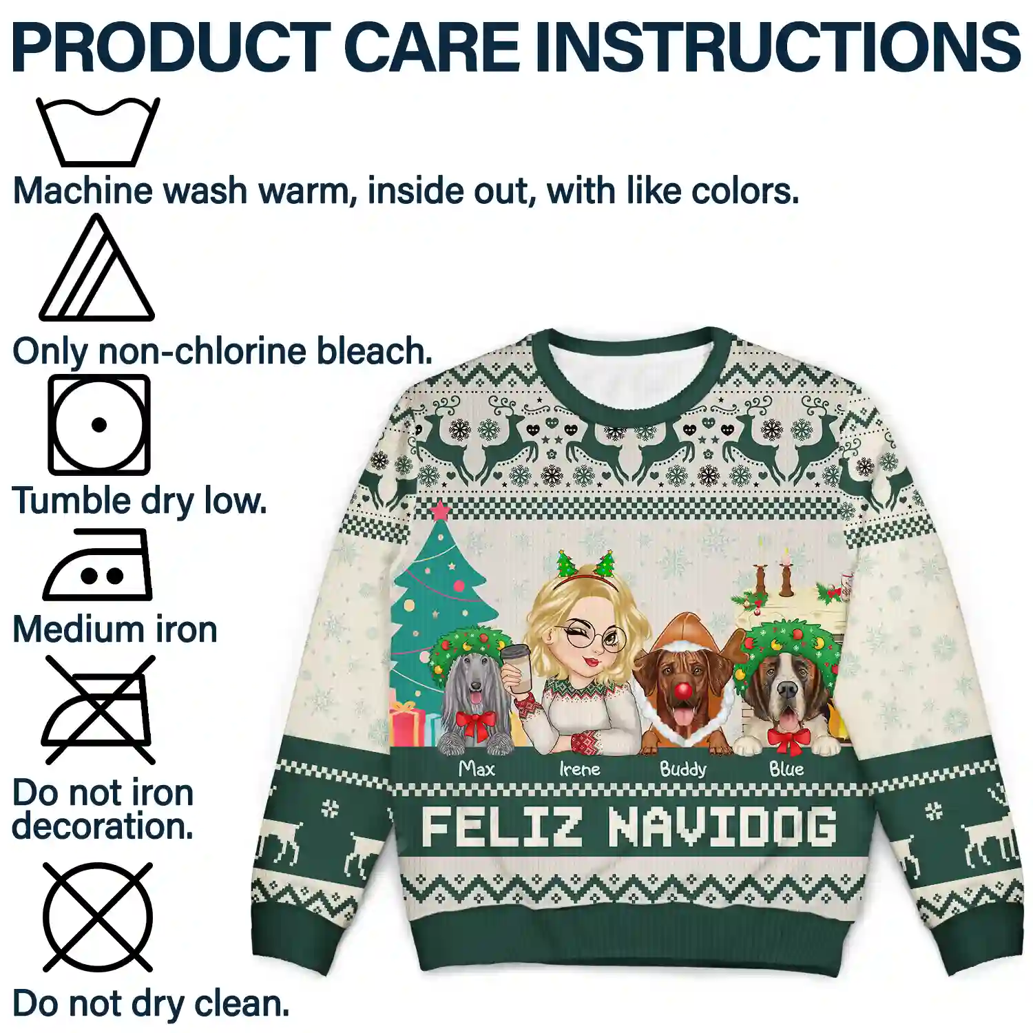 Christmas Pet Lovers Happy Pawlidays - Personalized Unisex Ugly Sweater - Image 7