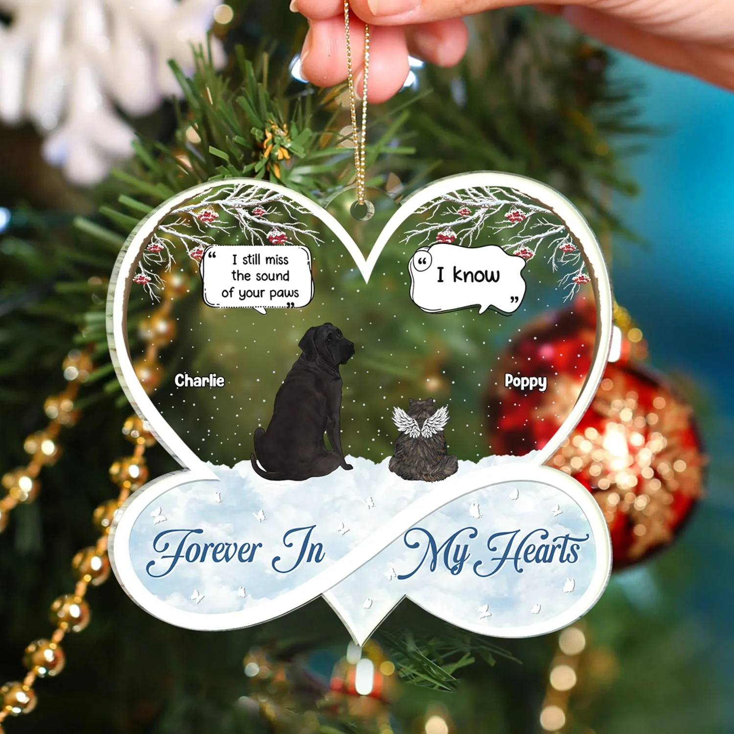 Christmas Pet Memorial They Miss You - Gift For Pet Lovers - Personalized Custom Shaped Acrylic Ornament - Image 4