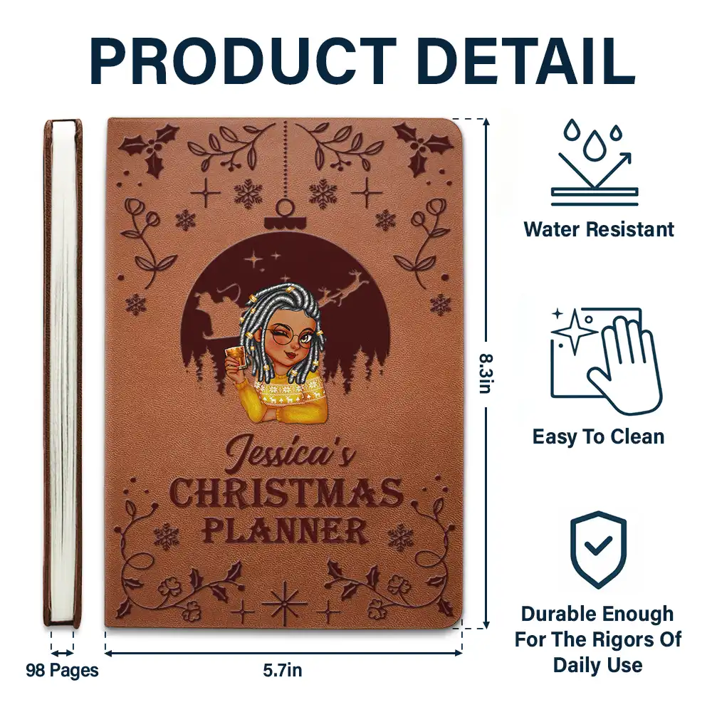 Christmas Planner - Personalized Leather Journal - Image 5
