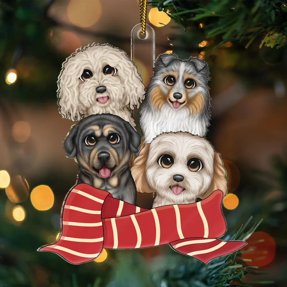 Christmas Scarf Dog Cat - Personalized Cutout Acrylic Ornament - Image 3