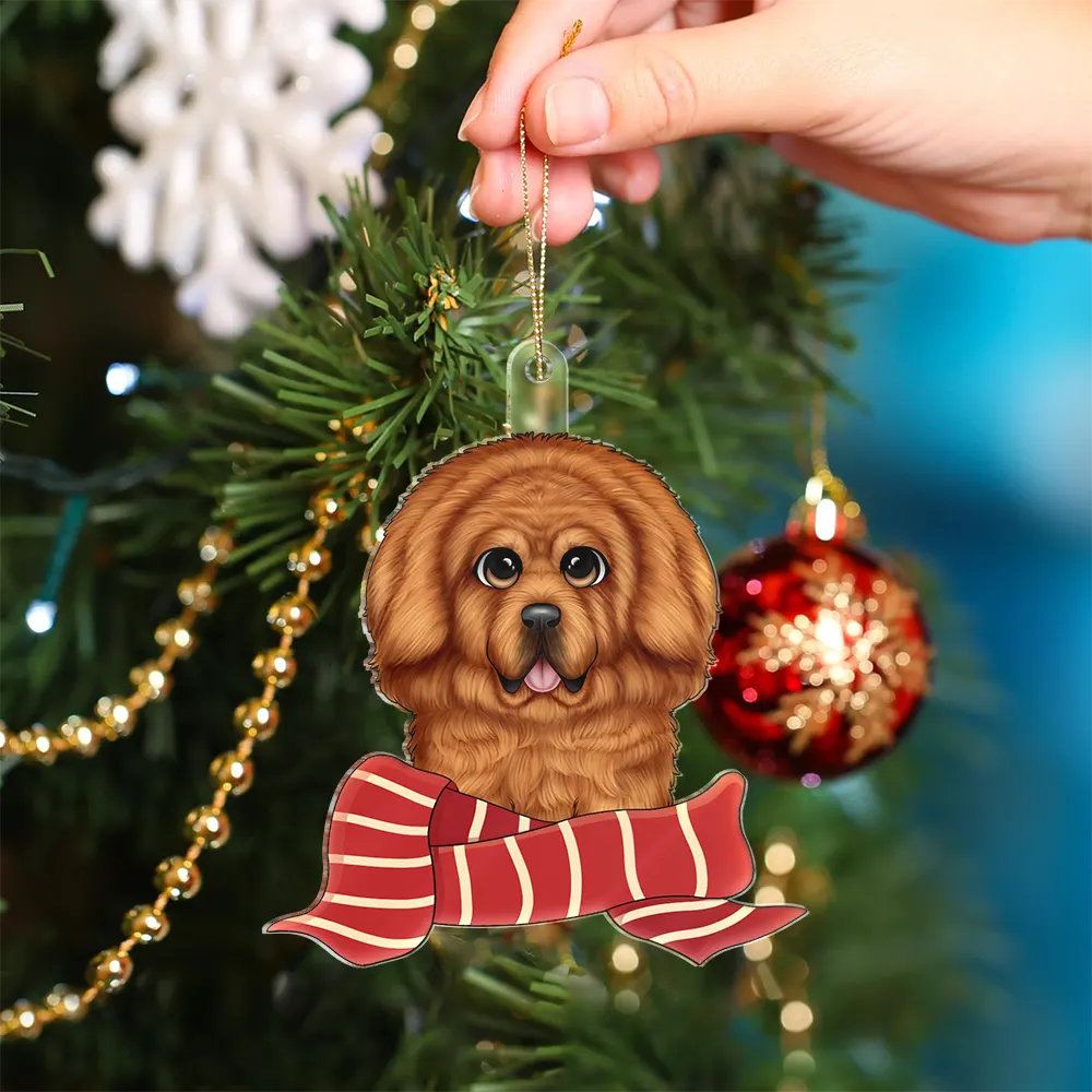 Christmas Scarf Dog Cat - Personalized Cutout Acrylic Ornament - Image 4