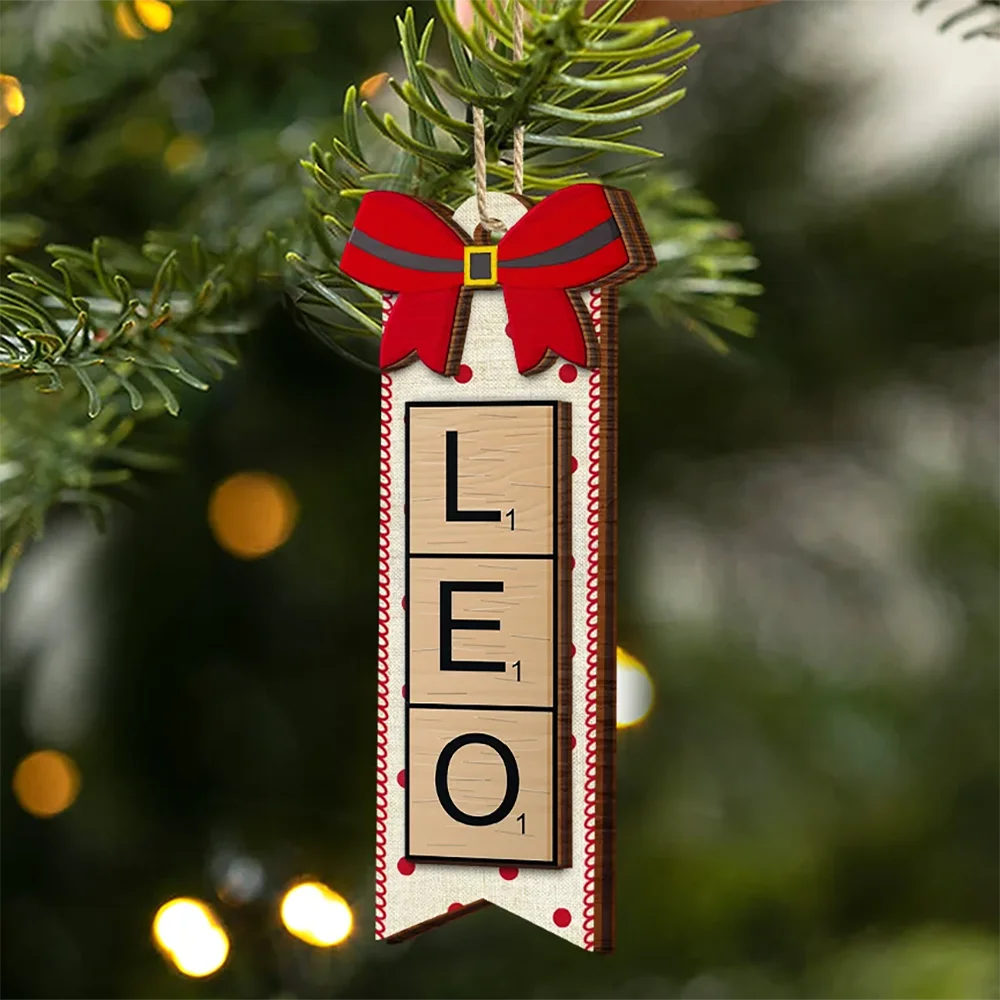 Christmas Scrabble Ornament Family Name Ornament - Personalized 2-Layered Wooden Ornament - Image 2