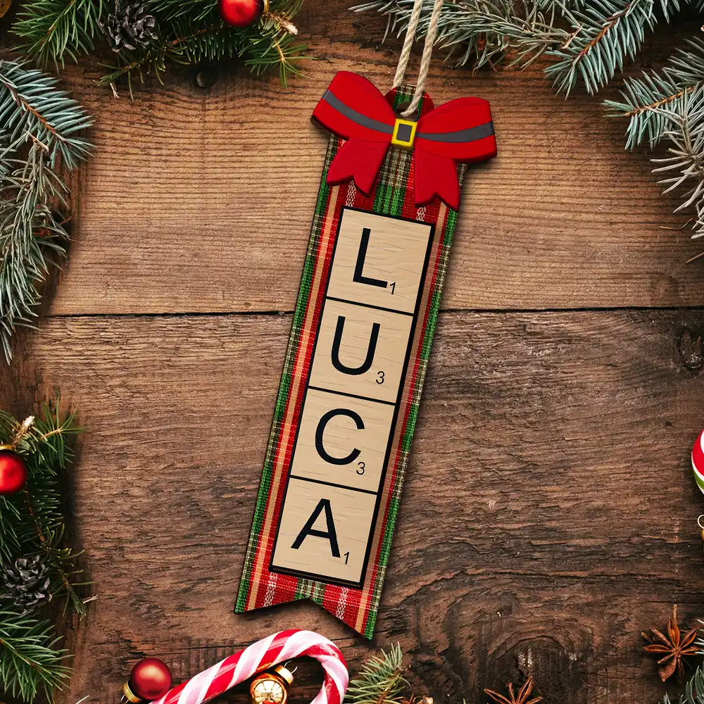 Christmas Scrabble Ornament Family Name Ornament - Personalized 2-Layered Wooden Ornament - Image 5