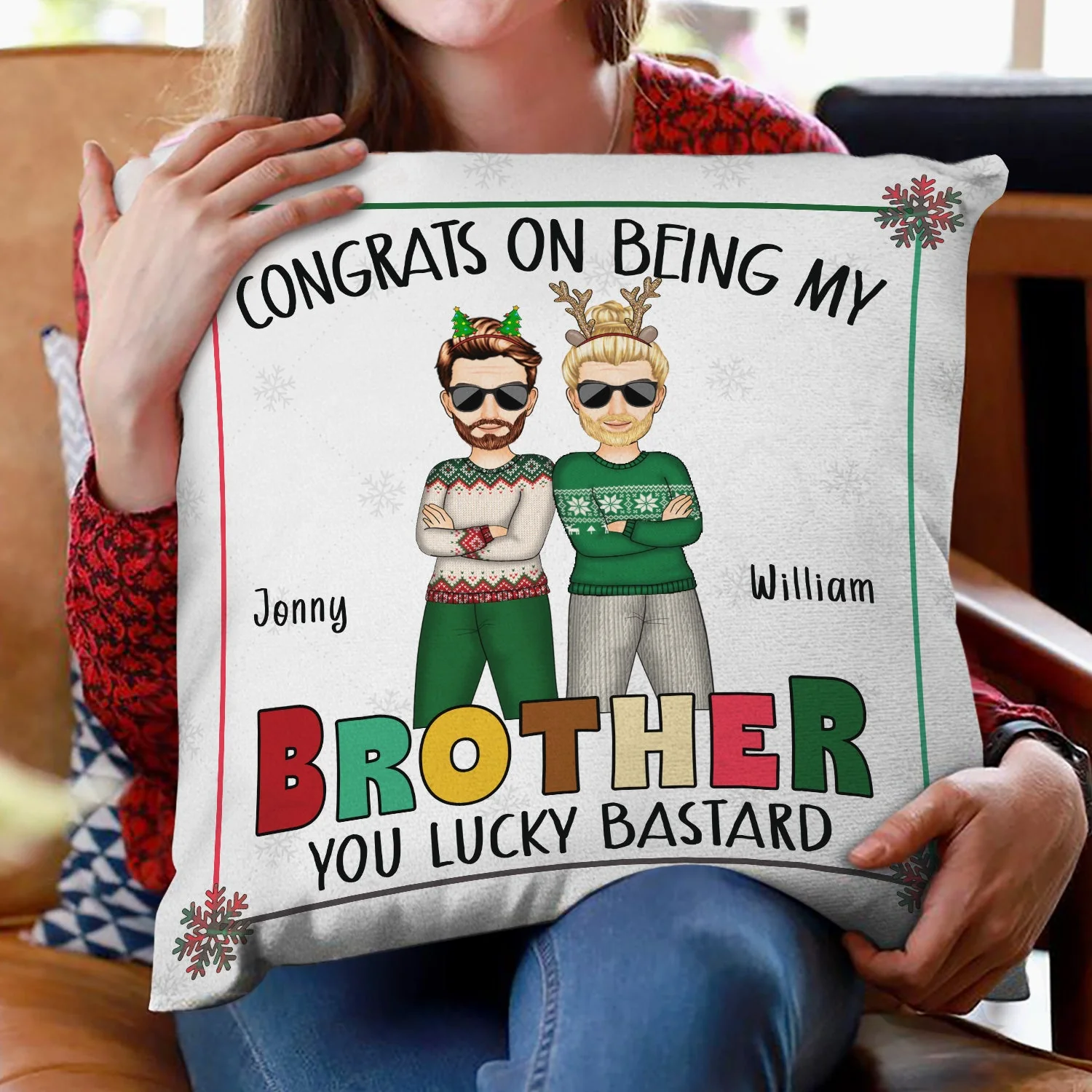 Christmas Sibling Congrats On Being My Brother - Gift For Sibling - Personalized Pillow - Image 2