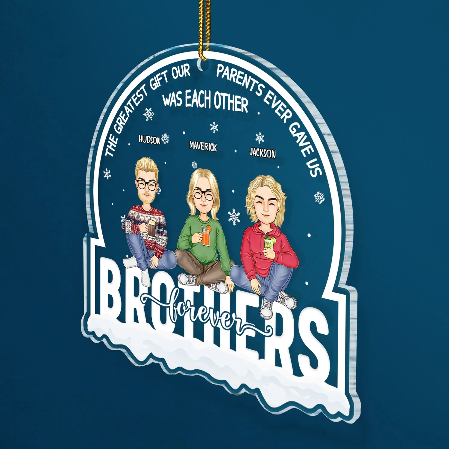 Christmas Siblings Forever The Greatest Gift Our Parents - Gift For Siblings - Personalized Custom Shaped Acrylic Ornament - Image 2