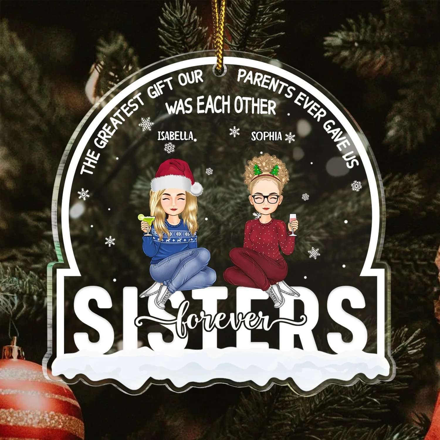 Christmas Siblings Forever The Greatest Gift Our Parents - Gift For Siblings - Personalized Custom Shaped Acrylic Ornament - Image 3