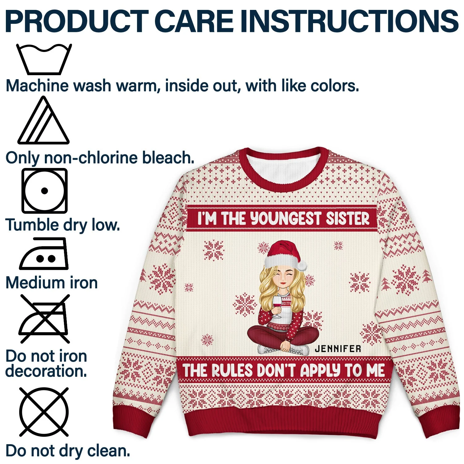 Christmas Siblings I Make The Rules - Gift For Siblings - Personalized Unisex Ugly Sweater - Image 7