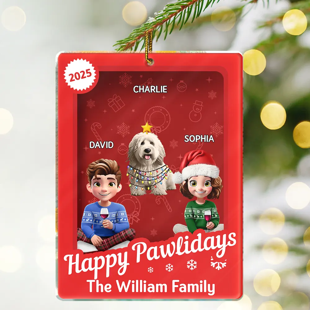 Christmas Sitting Family Toy Box - Personalized Custom Shaped Acrylic Ornament - Image 2