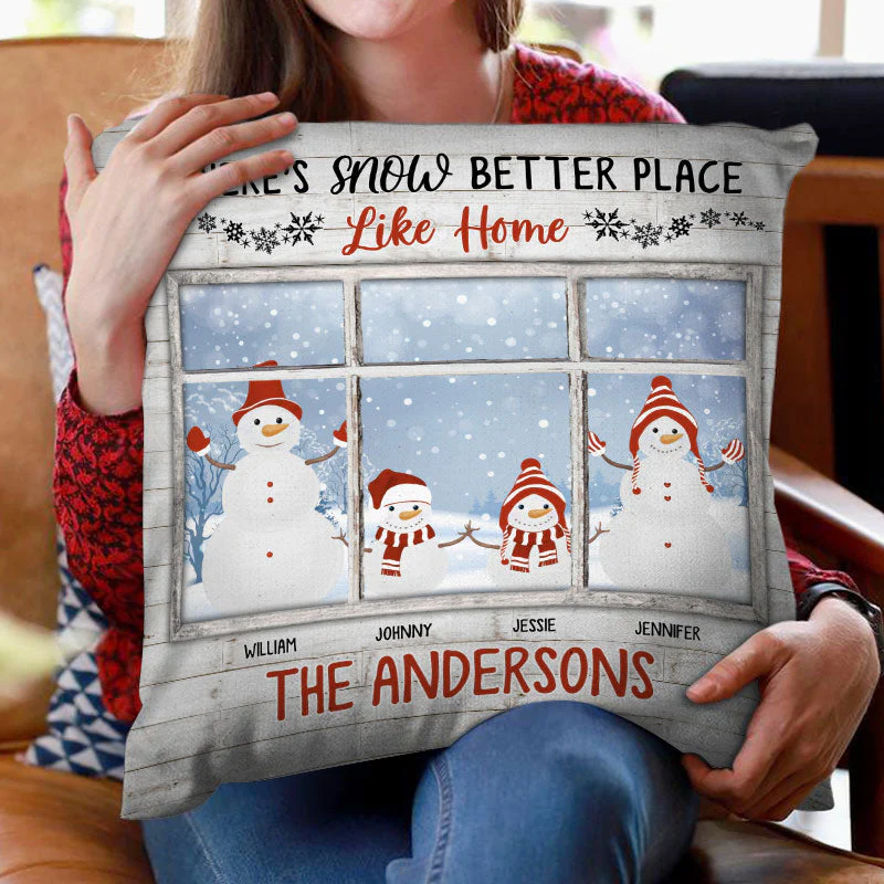 Christmas Snow Better Place Like Home - Gift For Couples - Personalized Custom Pillow - Image 2