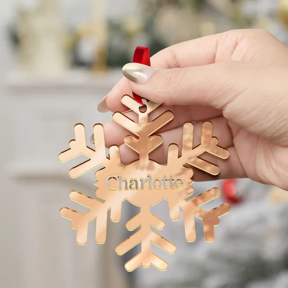 Christmas Snowflakes With Names - Personalized DIY Mirror Acrylic Ornament - Image 4