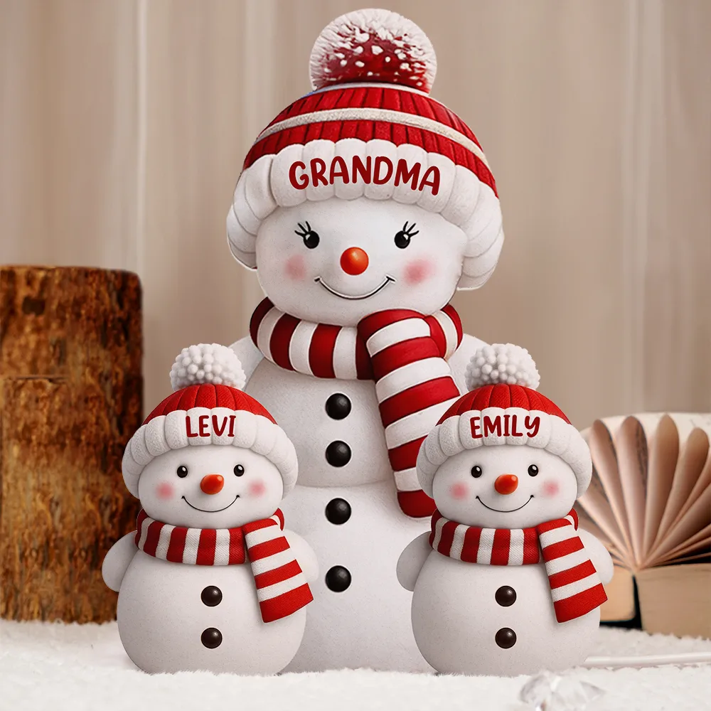 Christmas Snowman Grandma Grandpa Kids - Personalized Custom Shaped Light Box - Image 6