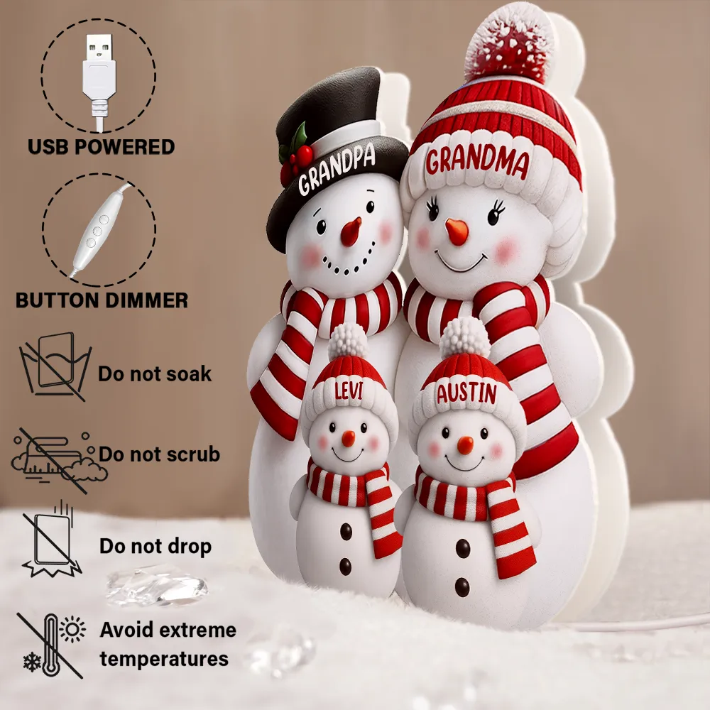Christmas Snowman Grandma Grandpa Kids - Personalized Custom Shaped Light Box - Image 7