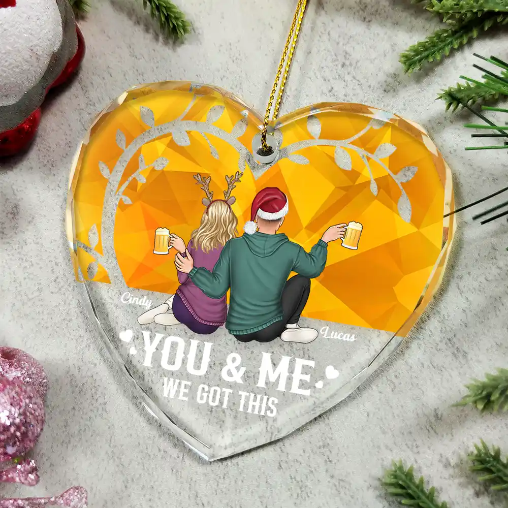 Christmas Stained Glass You And Me We Got This - Personalized Glass Ornament - Image 5