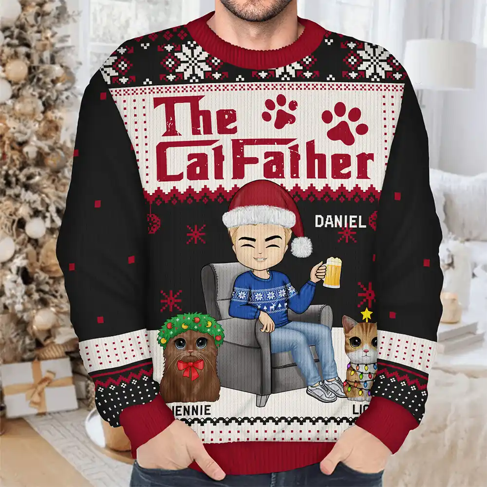 Christmas The Catmother Cat Lovers - Personalized Unisex Ugly Sweater - Image 4