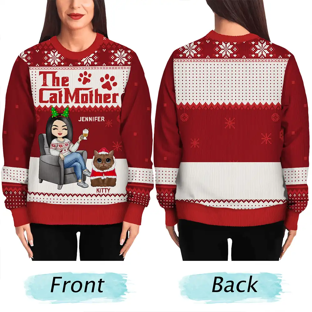 Christmas The Catmother Cat Lovers - Personalized Unisex Ugly Sweater - Image 5