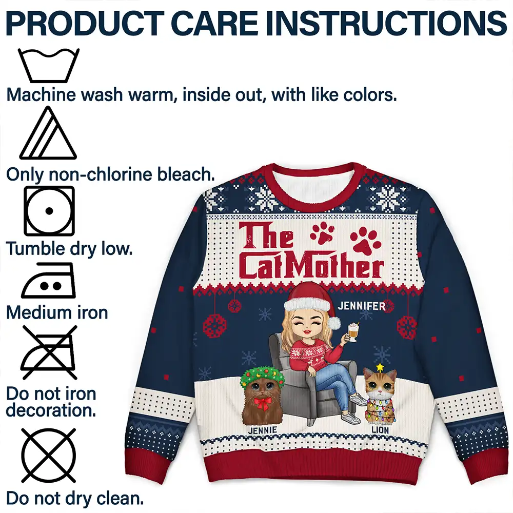 Christmas The Catmother Cat Lovers - Personalized Unisex Ugly Sweater - Image 7