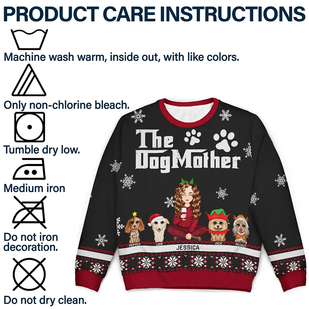 Christmas The Dogmother The Dogfather - Personalized Unisex Ugly Sweater - Image 7