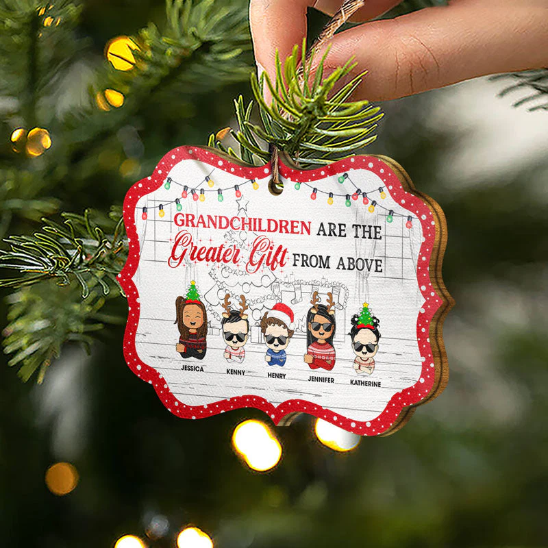 Christmas There Is No Greater Gift Than Grandchildren - Christmas Gift For Family - Personalized Custom Wooden Ornament - Image 2
