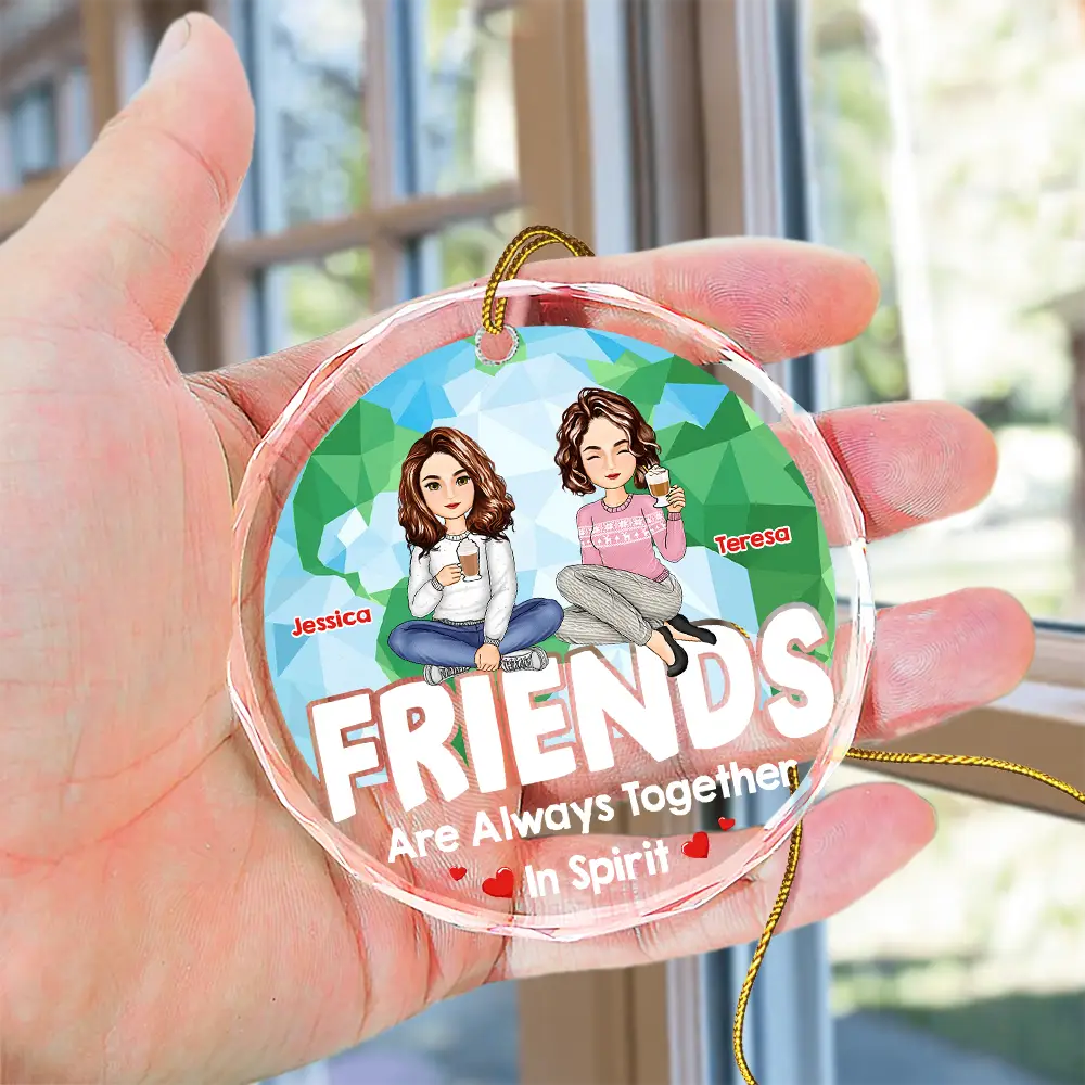 Christmas Together In Spirit - Personalized Circle Glass Ornament - Image 4
