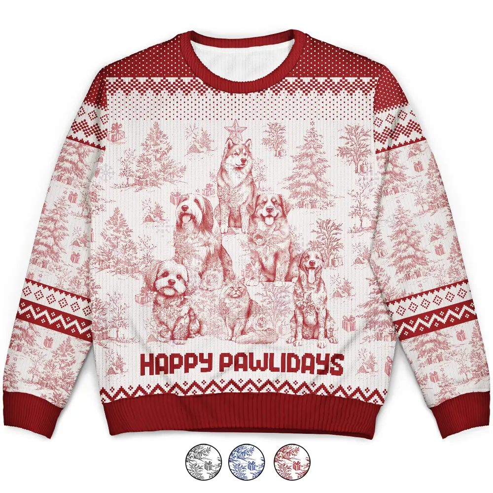 Christmas Tree Dog Cat Toile - Personalized Unisex Ugly Sweater