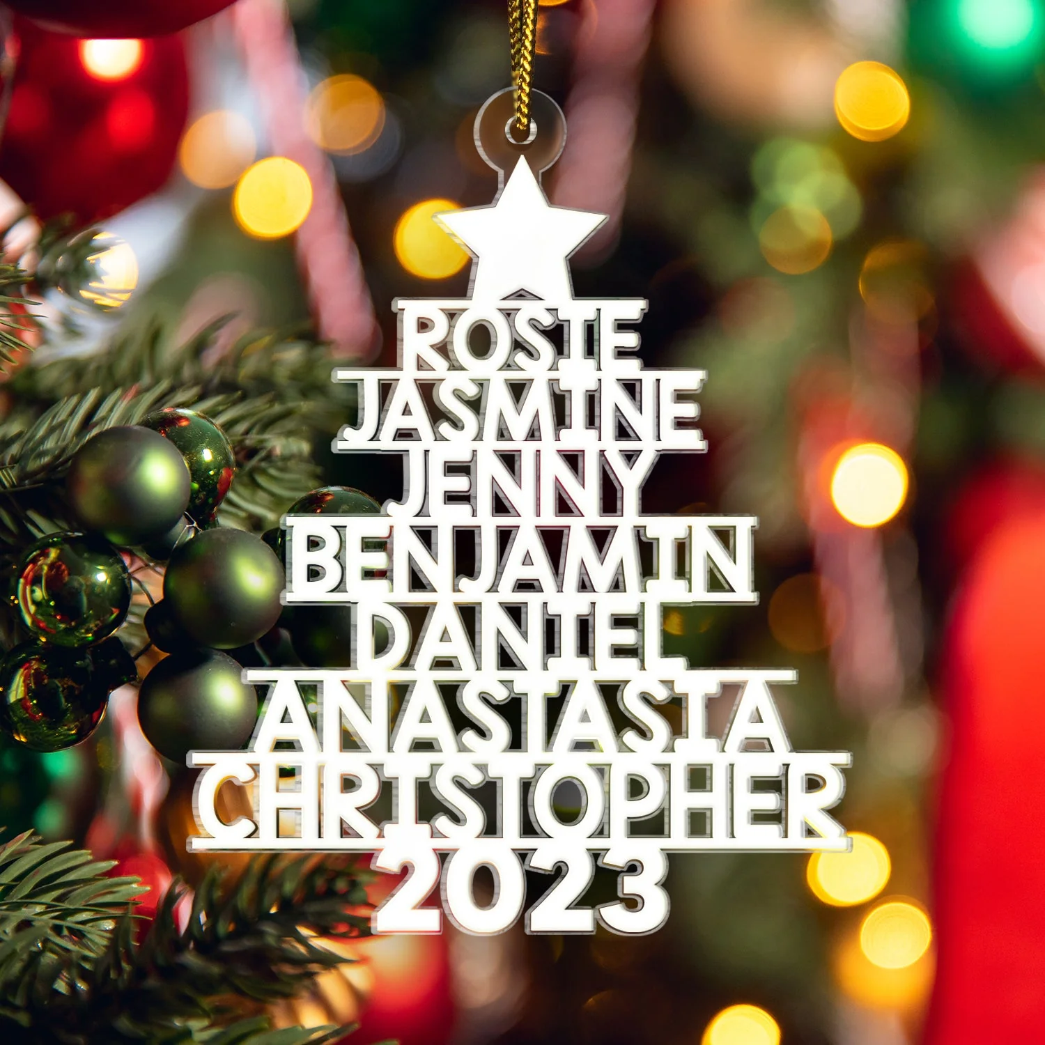 Christmas Tree Family Bestie Coworker Custom Name - Gift For Family, Coworker, Besties - Personalized Cutout Acrylic Ornament - Image 5