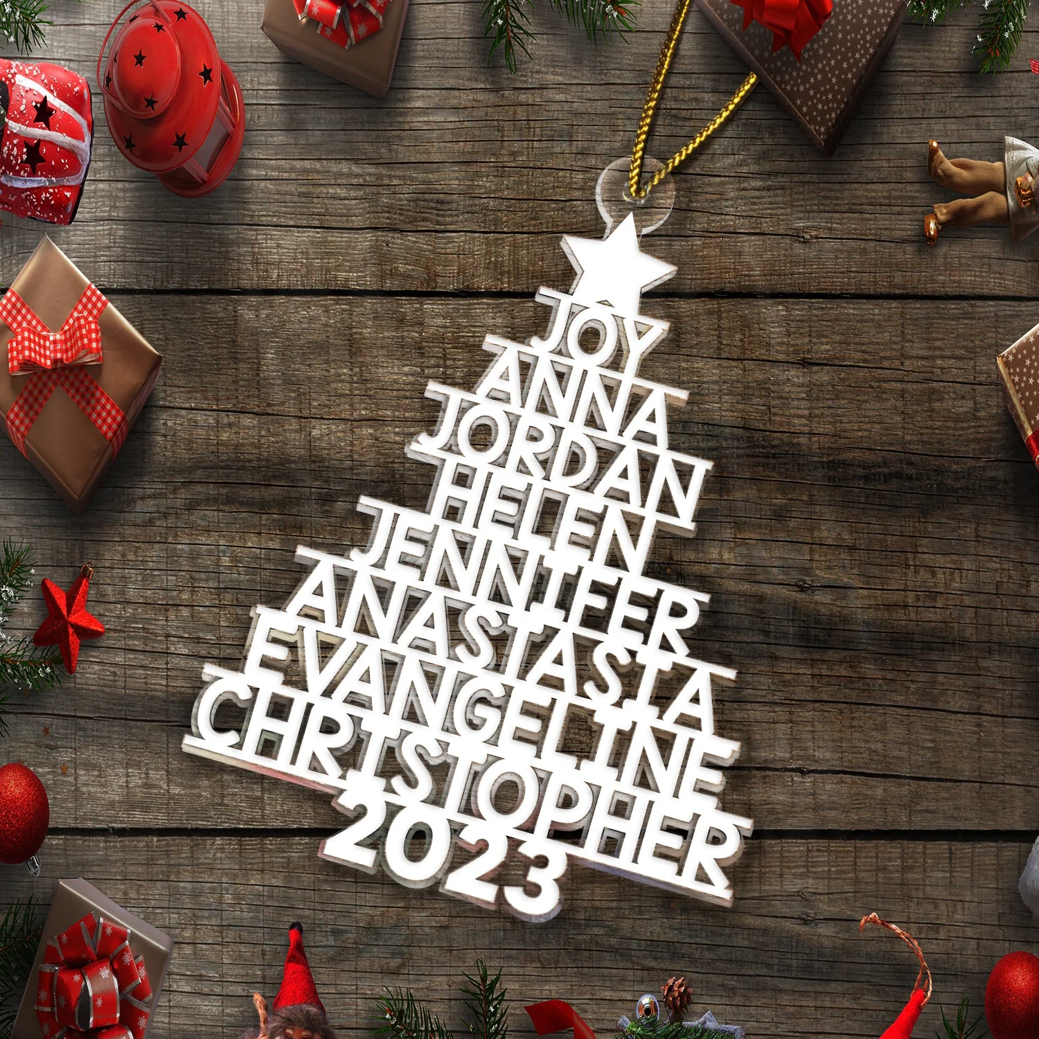 Christmas Tree Family Bestie Coworker Custom Name - Gift For Family, Coworker, Besties - Personalized Cutout Acrylic Ornament - Image 6