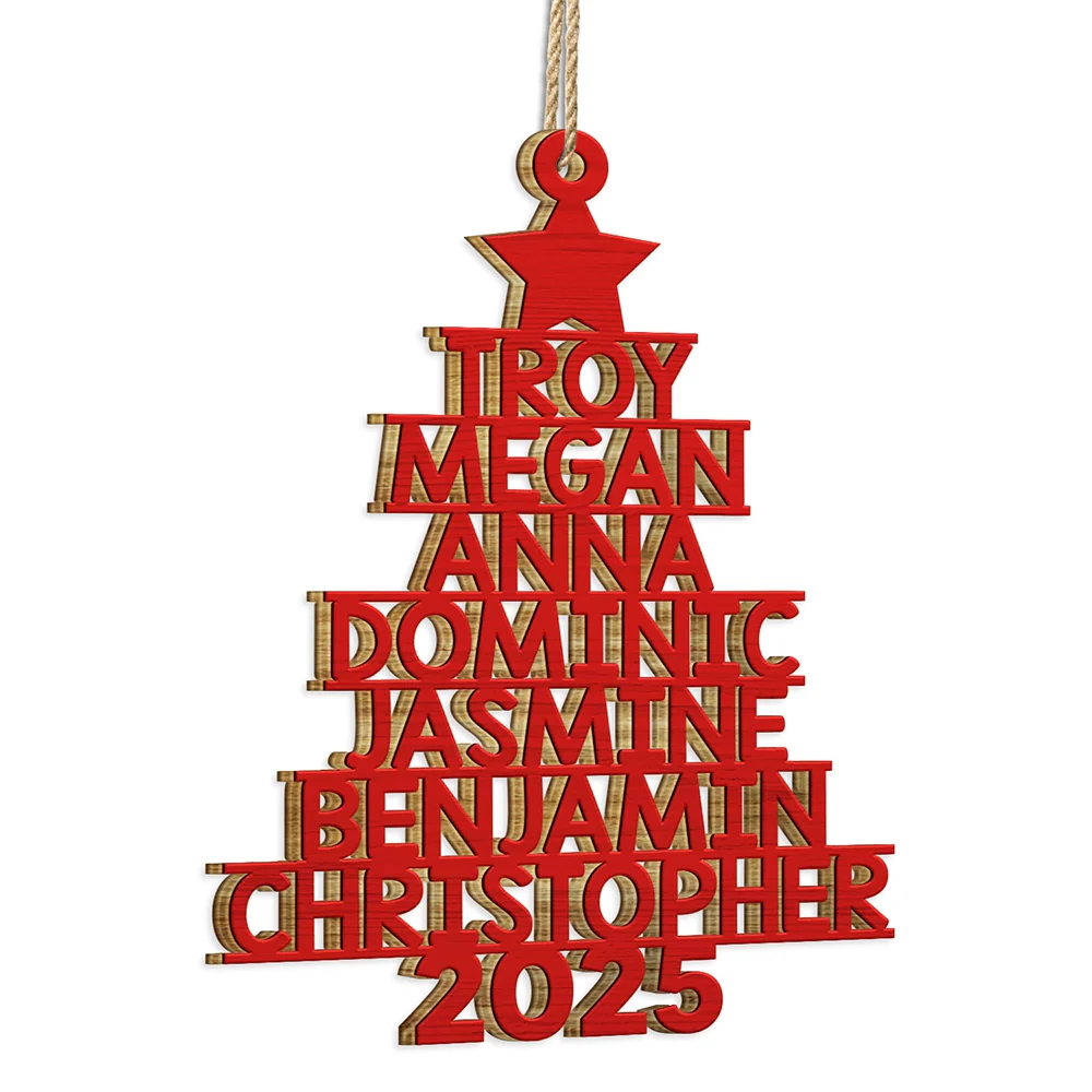 Christmas Tree Family Bestie Coworker Custom Name - Gift For Family, Coworker, Besties - Personalized Wooden Cutout Ornament - Image 2