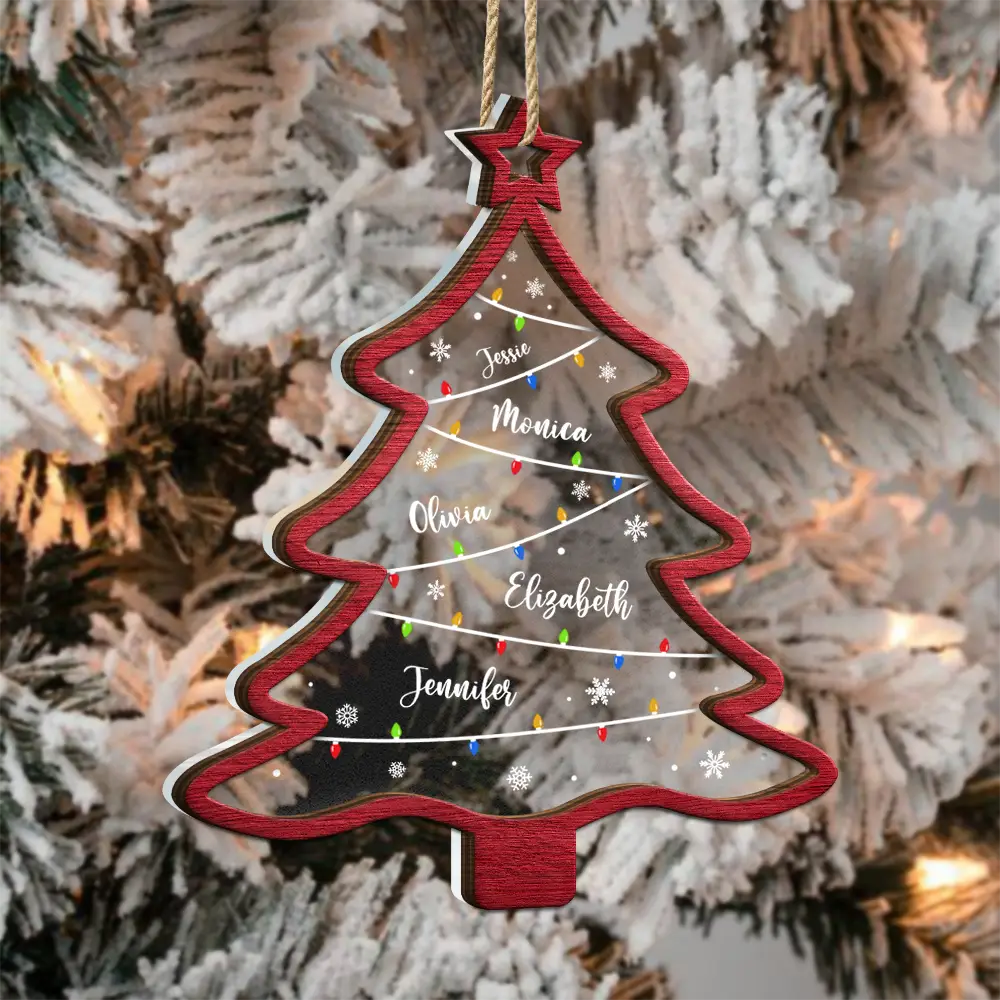Christmas Tree Family Bestie Coworker Custom Name - Personalized 2-Layered Mix Ornament - Image 3