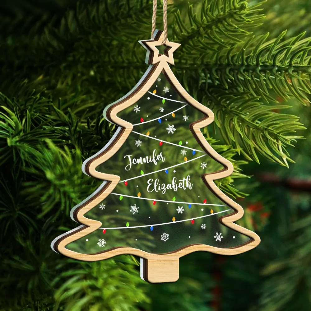Christmas Tree Family Bestie Coworker Custom Name - Personalized 2-Layered Mix Ornament - Image 5