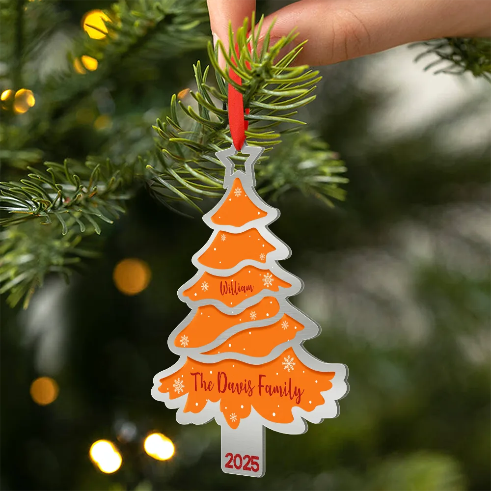 Christmas Tree Family Bestie Custom Names Version 3 - Personalized Metal Ornament - Image 2