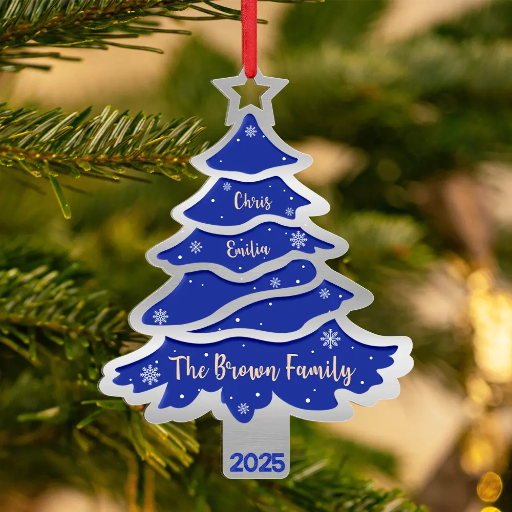 Christmas Tree Family Bestie Custom Names Version 3 - Personalized Metal Ornament - Image 3