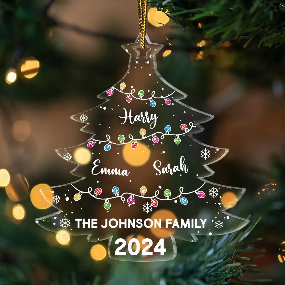 Christmas Tree Family - Personalized Custom Shaped Acrylic Ornament - Image 3