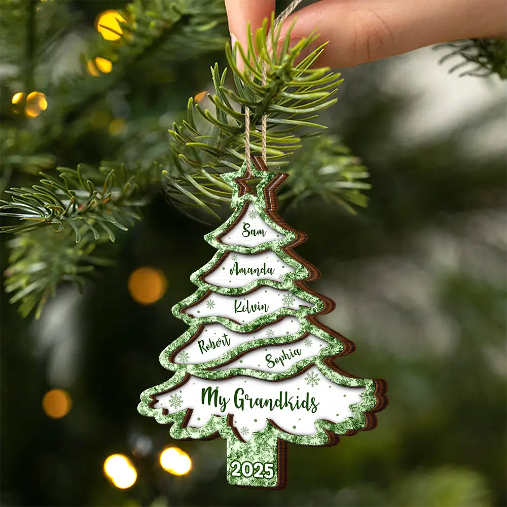 Christmas Tree Family Sibling Bestie Toile - Personalized 2-Layered Wooden Ornament - Image 2