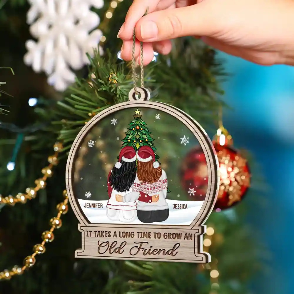 Christmas Tree Grow Old Friends - Personalized 2-Layered Mix Ornament - Image 4