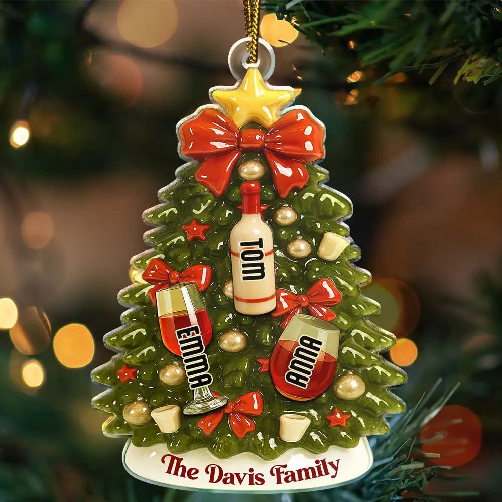Christmas Tree Hanging Chilling - Personalized Custom Shaped Acrylic Ornament - Image 3
