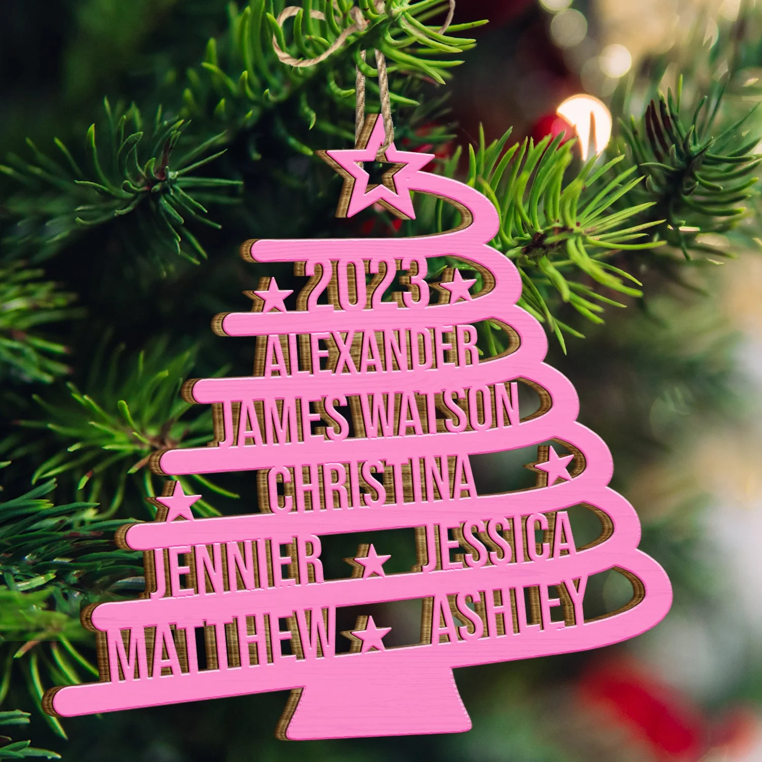 Christmas Tree With Names - Christmas Gift For Family - Personalized Wooden Cutout Ornament - Image 3