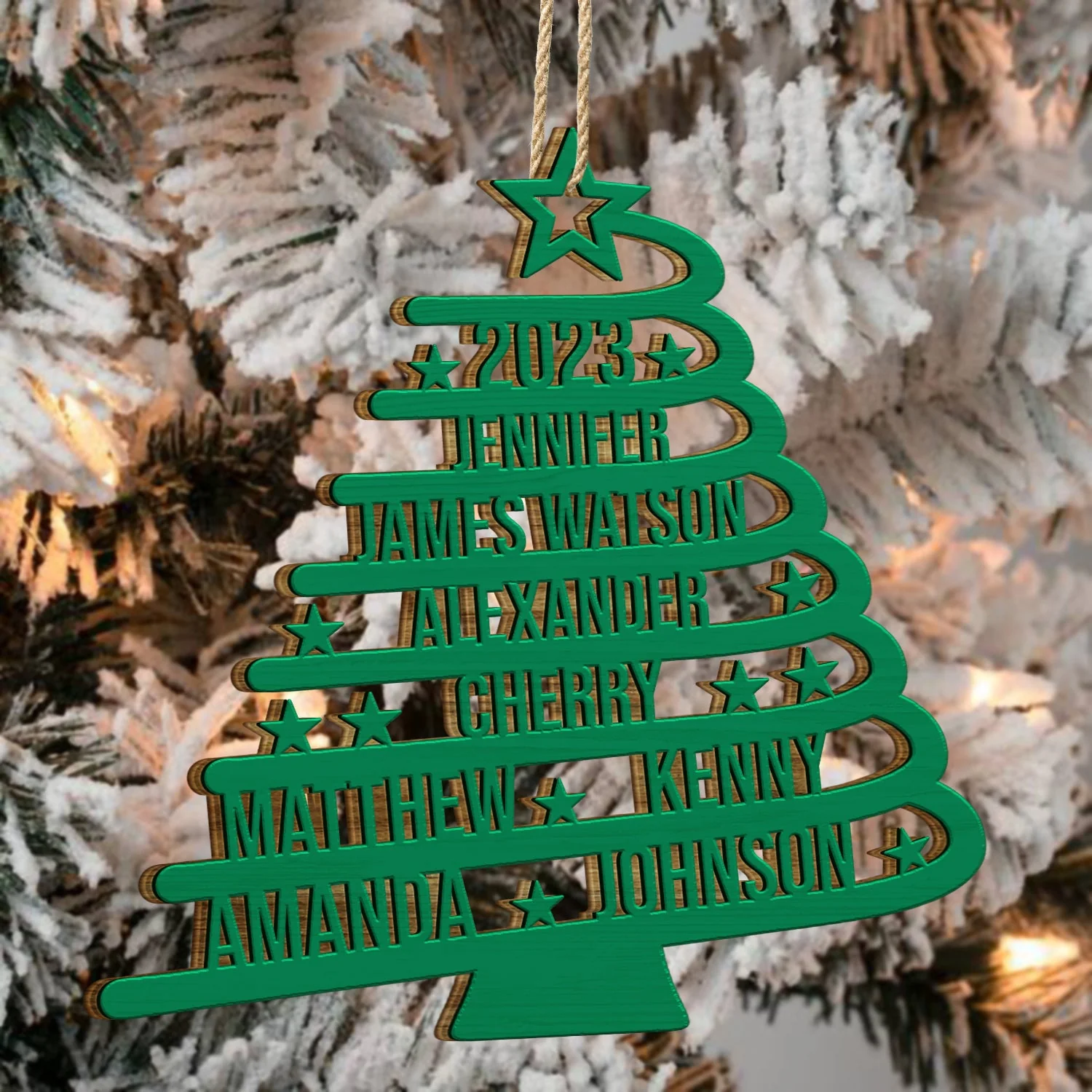Christmas Tree With Names - Christmas Gift For Family - Personalized Wooden Cutout Ornament - Image 4