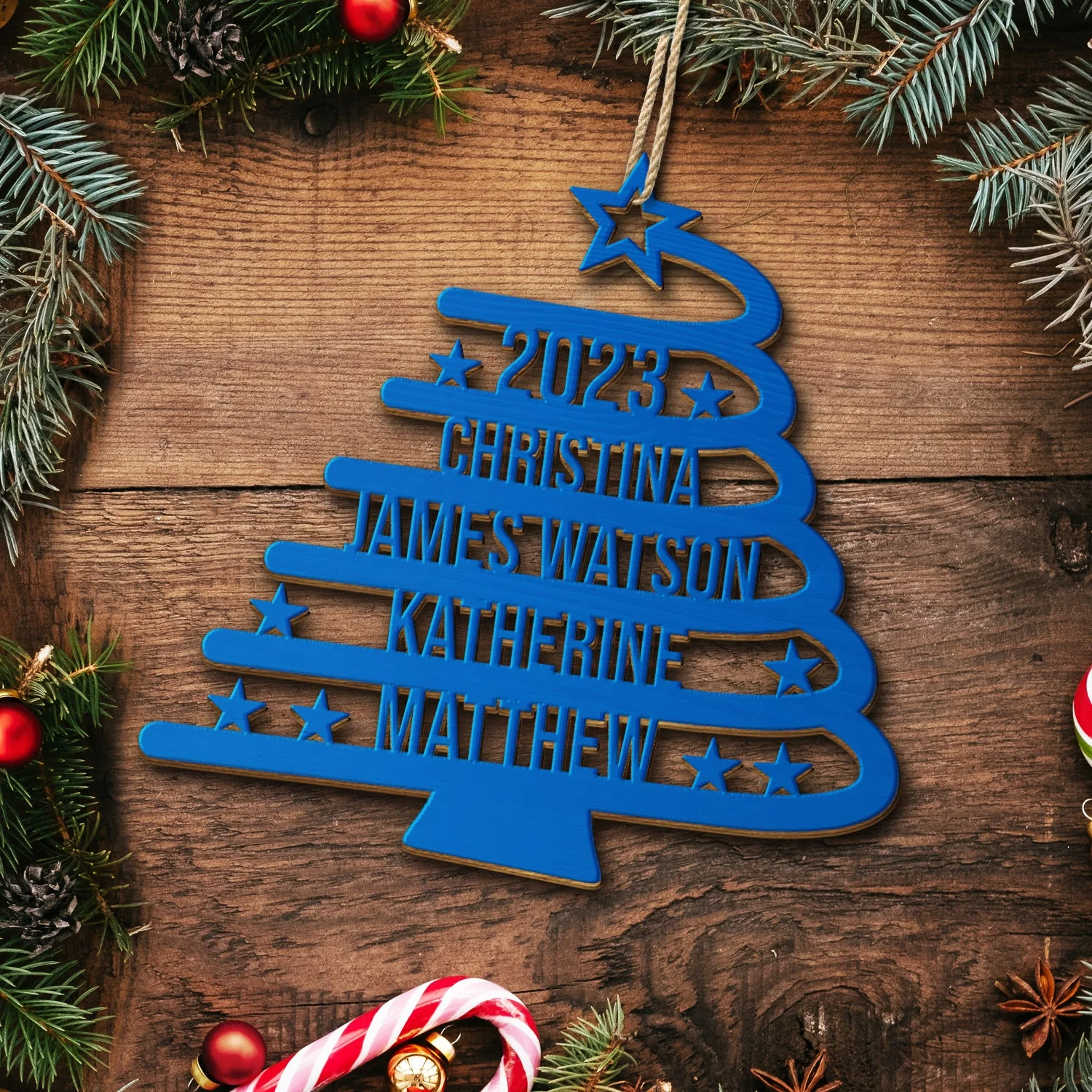Christmas Tree With Names - Christmas Gift For Family - Personalized Wooden Cutout Ornament - Image 5