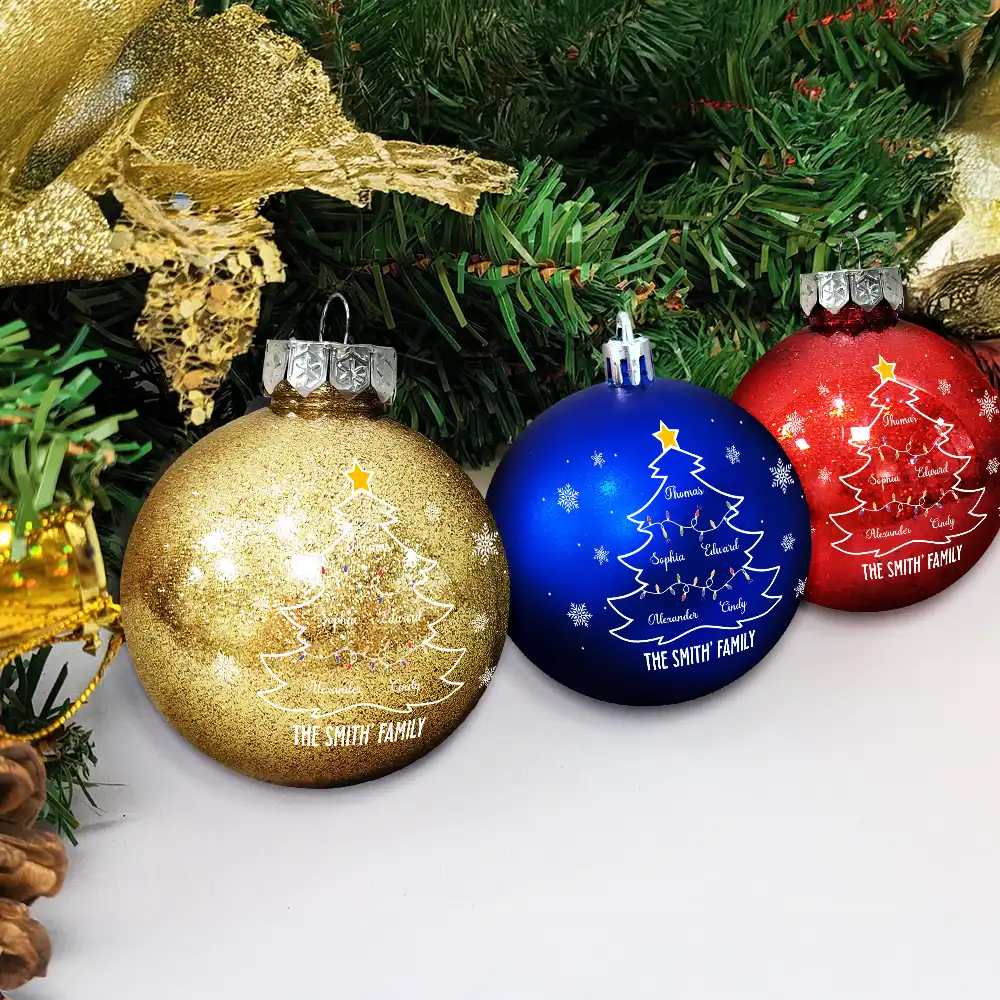 Christmas Tree With Names - Personalized Ball Ornament - Image 4