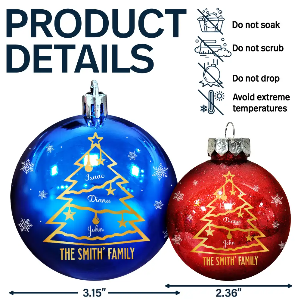 Christmas Tree With Names - Personalized Ball Ornament - Image 7
