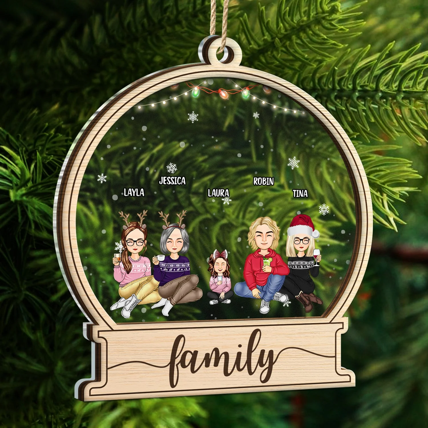 Christmas We Are Family - Gift For Family - Personalized 2-Layered Mix Ornament - Image 5