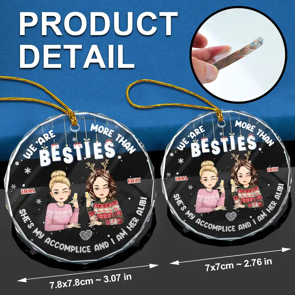 Christmas We Are More Than Bestie - Personalized Circle Glass Ornament - Image 6