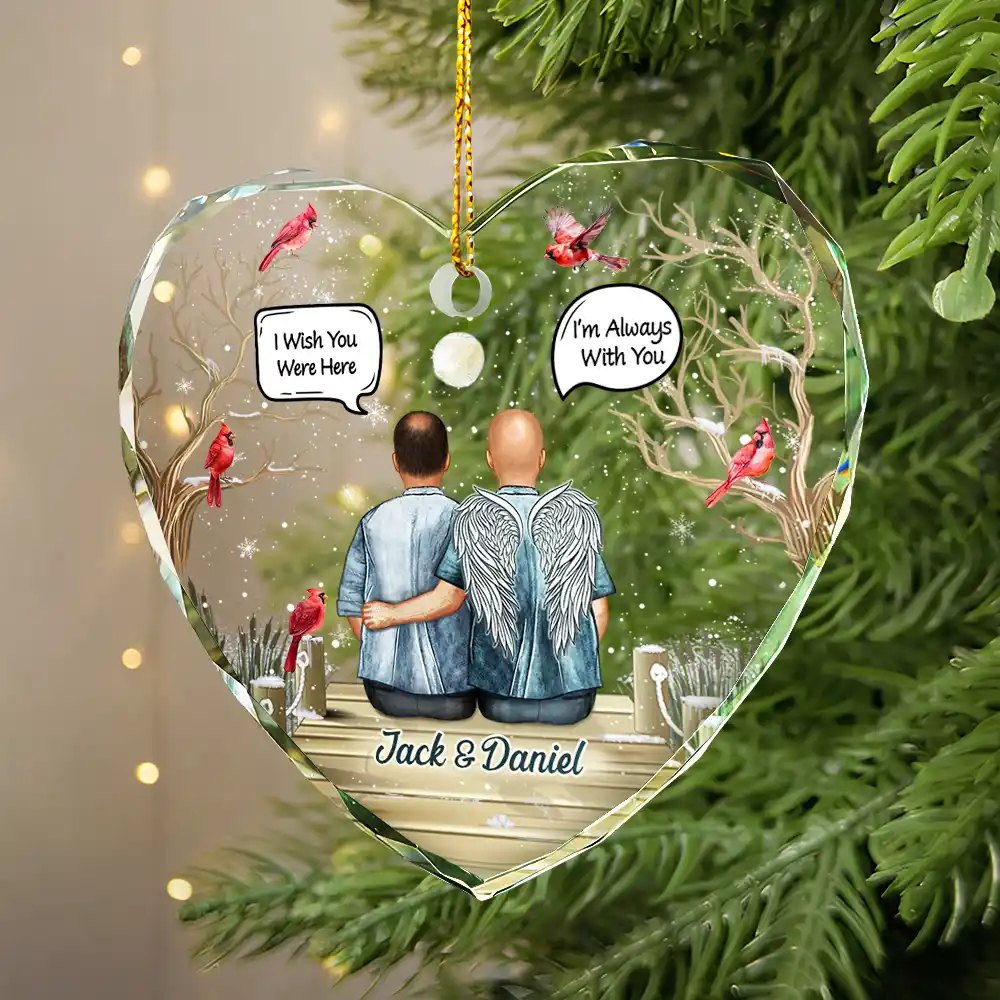 Christmas Will Never Be The Same Without You - Personalized Heart Shaped Glass Ornament - Image 2
