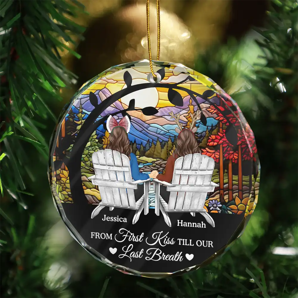 Christmas You & Me We Got This Till Our Last Breath - Personalized Circle Glass Ornament - Image 3