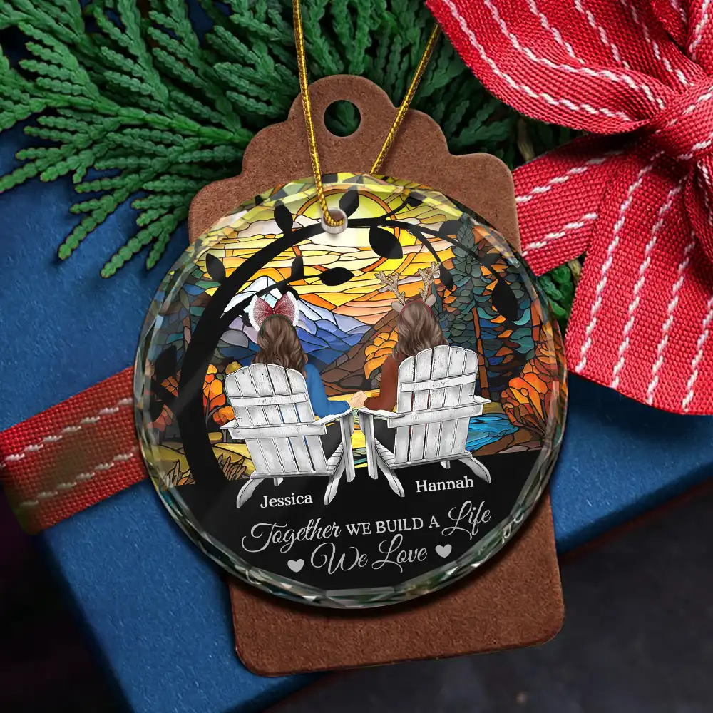 Christmas You & Me We Got This Till Our Last Breath - Personalized Circle Glass Ornament - Image 5