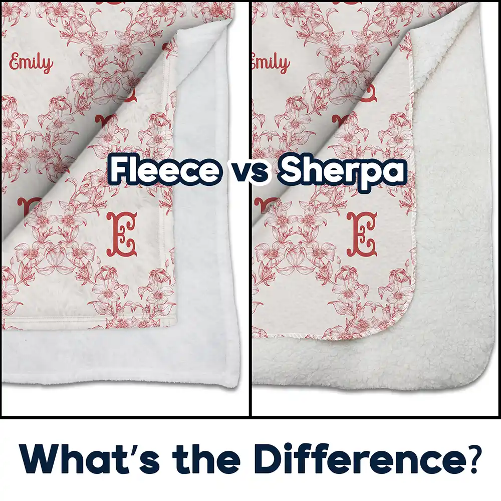Classic Toile Floral Monogram - Personalized Fleece Blanket, Sherpa Blanket - Image 4