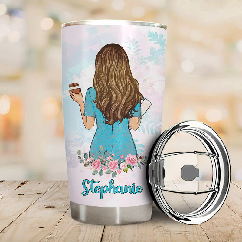 Coffee Scrubs And Rubber Gloves - Gift For Nurses - Personalized Custom Tumbler - Image 2