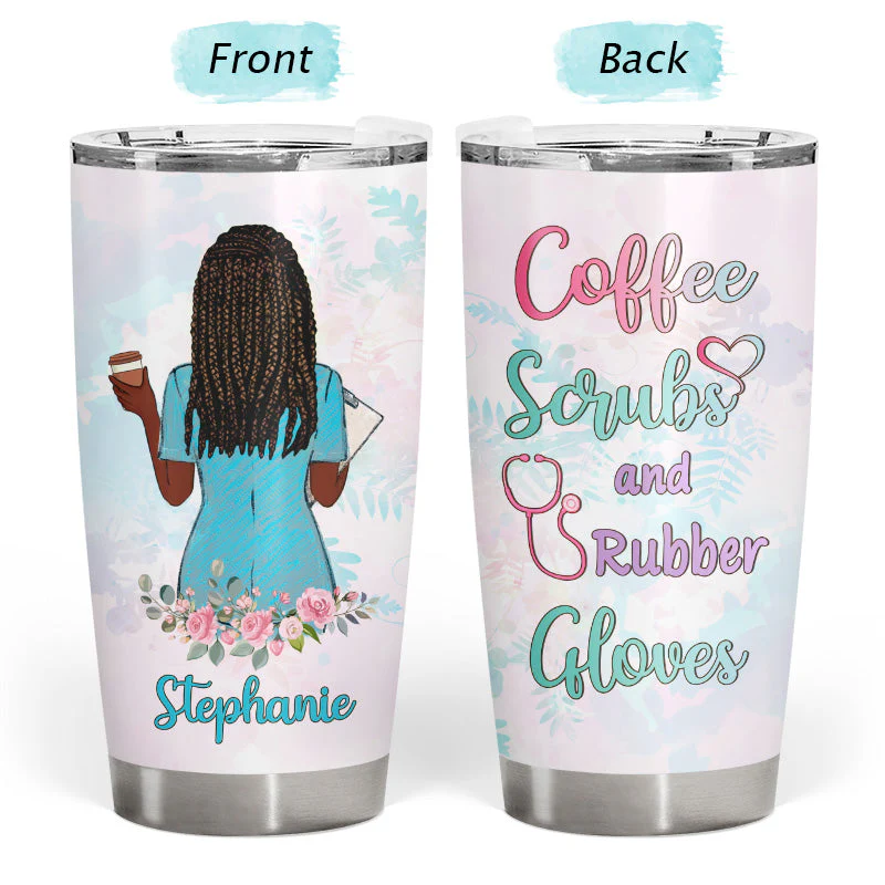 Coffee Scrubs And Rubber Gloves - Gift For Nurses - Personalized Custom Tumbler - Image 3