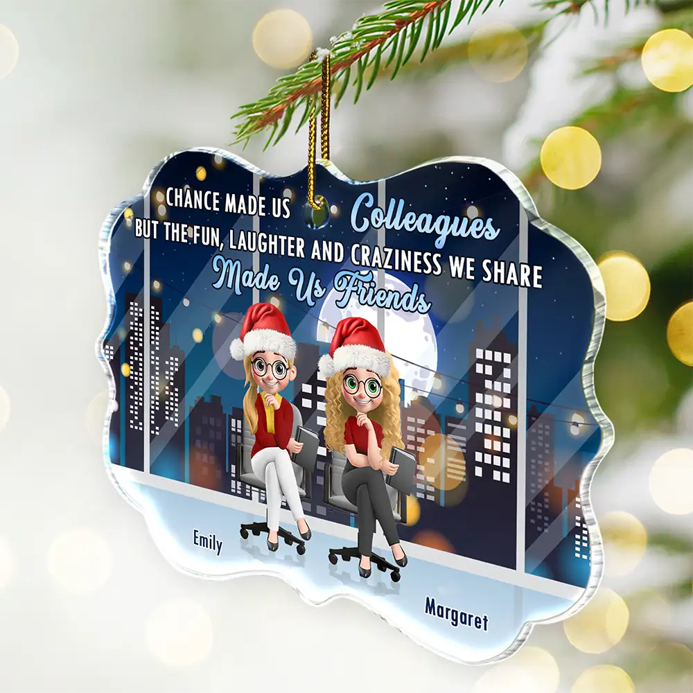 Colleagues But The Craziness We Share Made Us Friends - Personalized Medallion Acrylic Ornament - Image 2