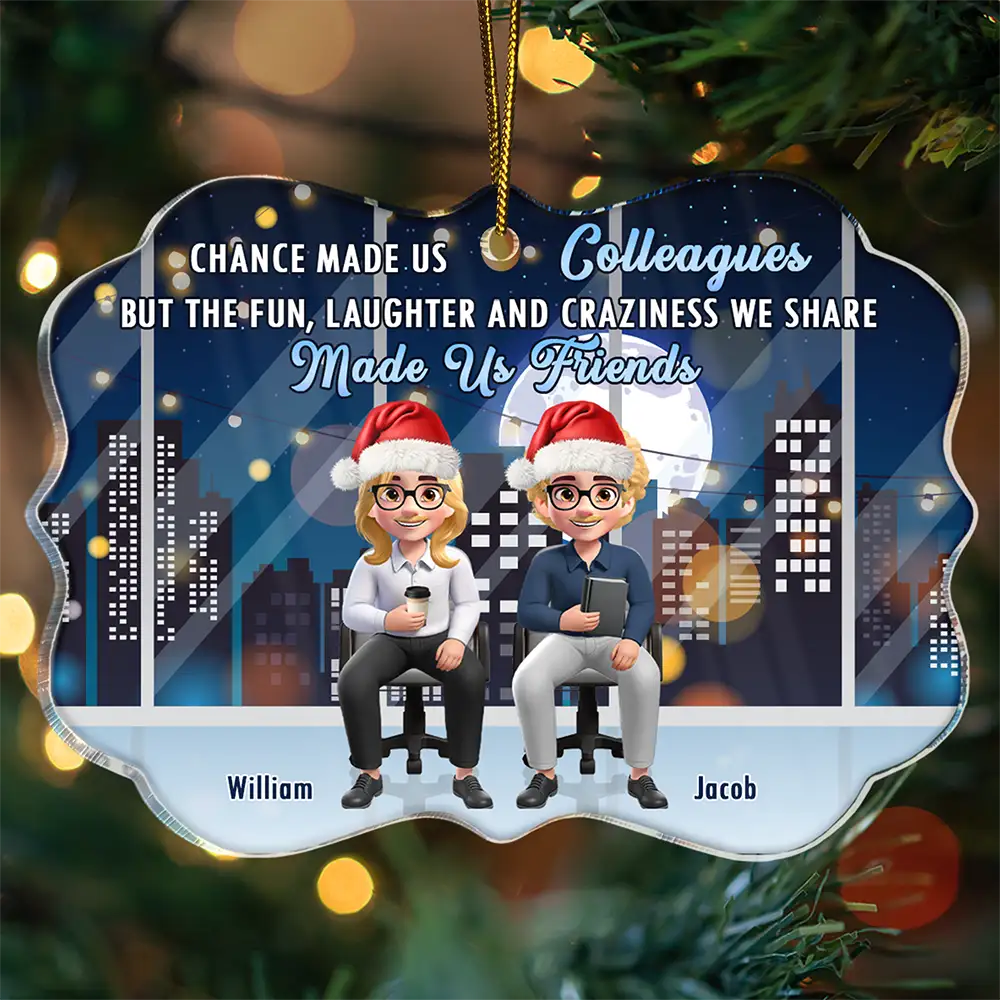Colleagues But The Craziness We Share Made Us Friends - Personalized Medallion Acrylic Ornament - Image 3